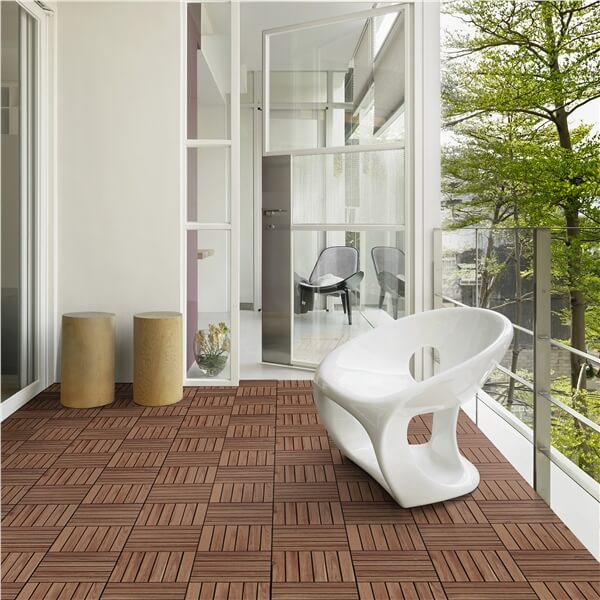 Yaheetech 27pcs Acacia Wood,Interlocking Deck Tiles