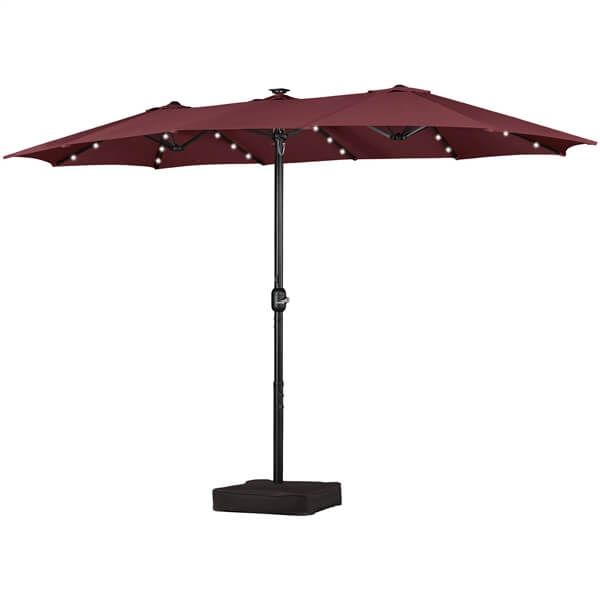 Yaheetech 15 ft Large Patio Umbrella with Solar Lights Double-Sided