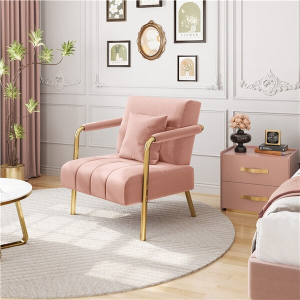 Yaheetech 30″ W Velvet Accent Armchair with Cozy Pillow