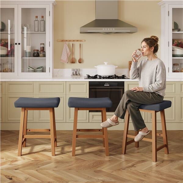 Set of 3 Farmhouse Counter Height Bar Stools