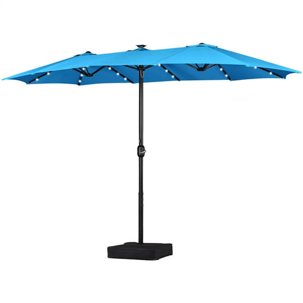 Yaheetech 15 ft Large Patio Umbrella with Solar Lights Double-Sided