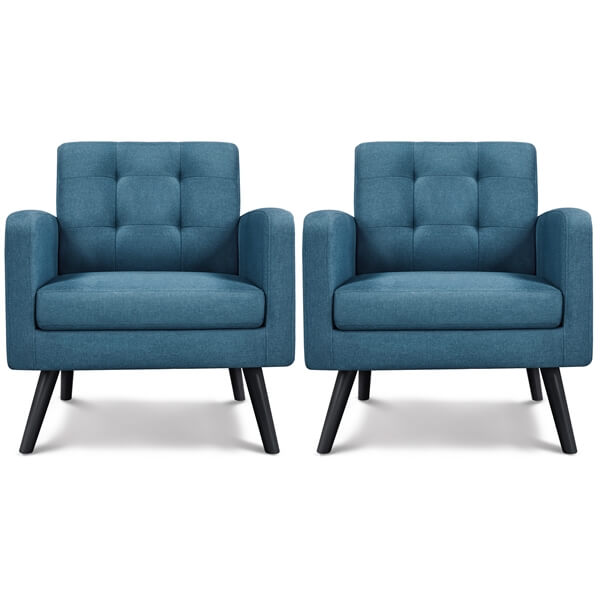 Yaheetech Set of 2 Mid Century Modern Fabric Arm Chair