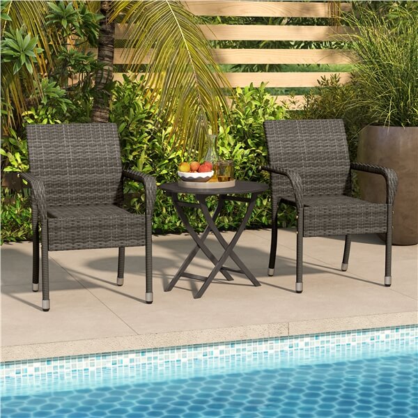 Yaheetech Set of 2 PE Outdoor Rattan Chair