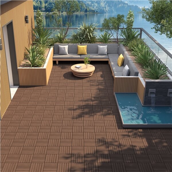 Yaheetech 27pcs Acacia Wood,Interlocking Deck Tiles