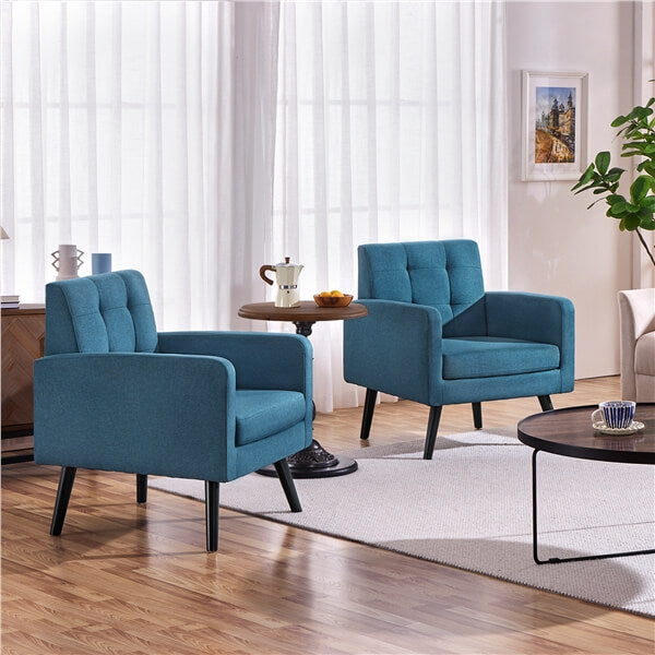 Yaheetech Set of 2 Mid Century Modern Fabric Arm Chair