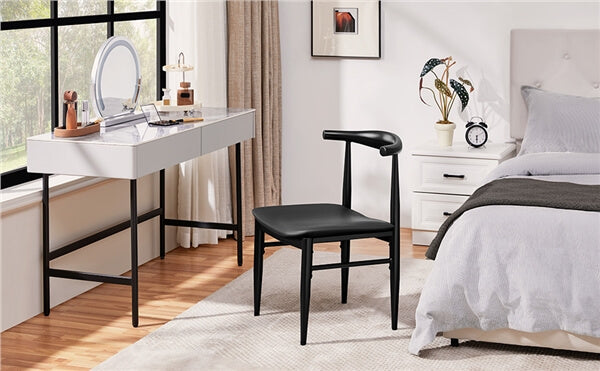 Set of 2 PU Leather Dining Chairs Armless Kitchen Chairs