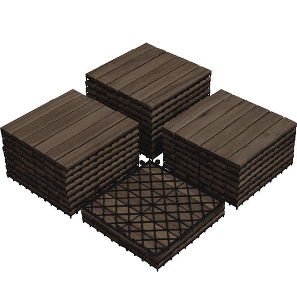 Yaheetech 27pcs Acacia Wood,Interlocking Deck Tiles
