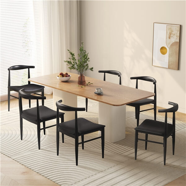 Set of 2 PU Leather Dining Chairs Armless Kitchen Chairs