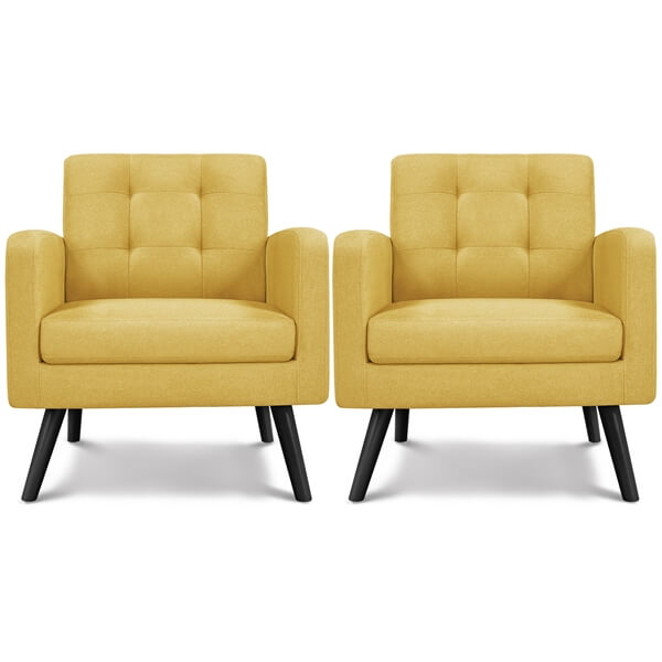 Yaheetech Set of 2 Mid Century Modern Fabric Arm Chair