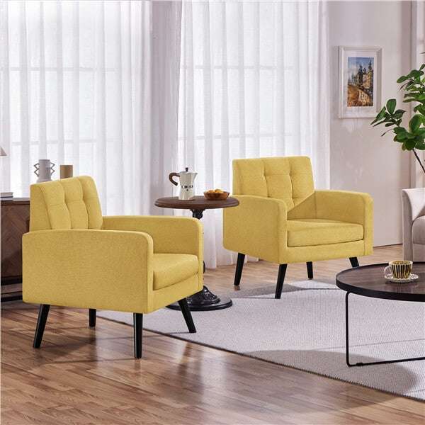 Yaheetech Set of 2 Mid Century Modern Fabric Arm Chair