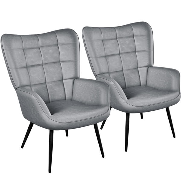 Yaheetech Mid-Century Modern Faux Leather Accent Chair