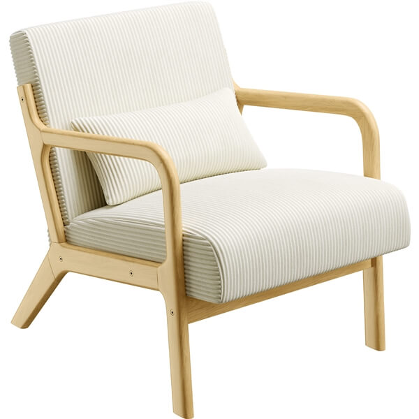 Yaheetech Corduroy Accent Chair with Solid Wood Legs & Armrests