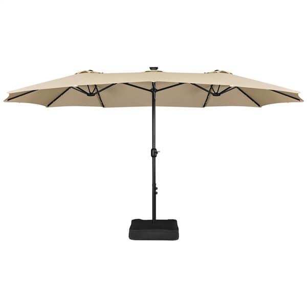 Yaheetech 15 ft Large Patio Umbrella with Solar Lights Double-Sided
