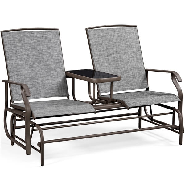 Yaheetech 2-Seat Outdoor Glider with Center Table