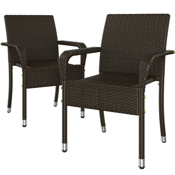 Yaheetech Set of 2 PE Outdoor Rattan Chair