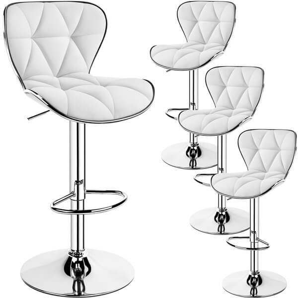 Yaheetech Bar Stools Leather Set of 4, Adjustable Shell Back Barstools
