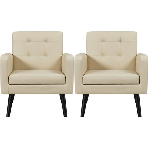 Yaheetech  Mid Century Modern Faux Leather Arm Chair