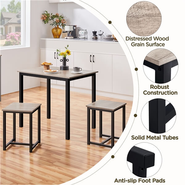 Yaheetech 3 Piece Dining Table Set