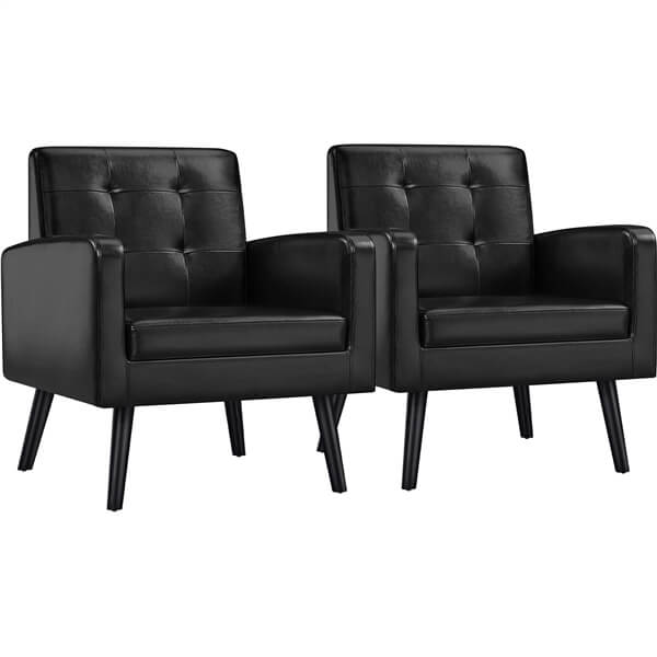 Yaheetech  Mid Century Modern Faux Leather Arm Chair
