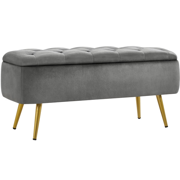 Yaheetech Ottoman with Storage Velvet Entryway Bench
