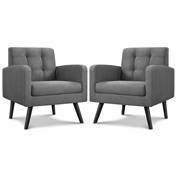 Yaheetech Set of 2 Mid Century Modern Fabric Arm Chair
