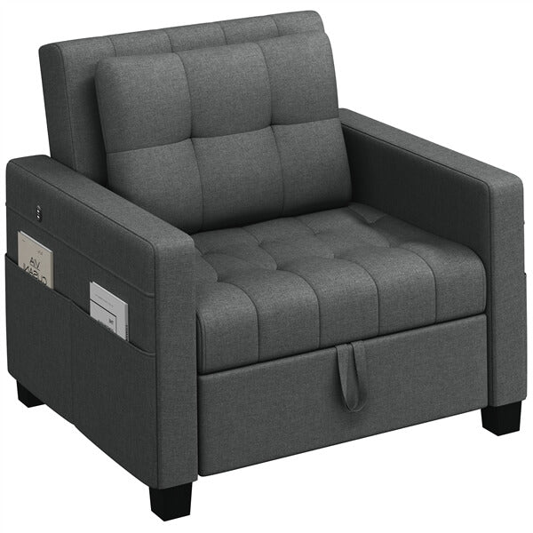 Yaheetech Sleeper Chair Convertible Chair Bed Fabric Futon Sofa Bed