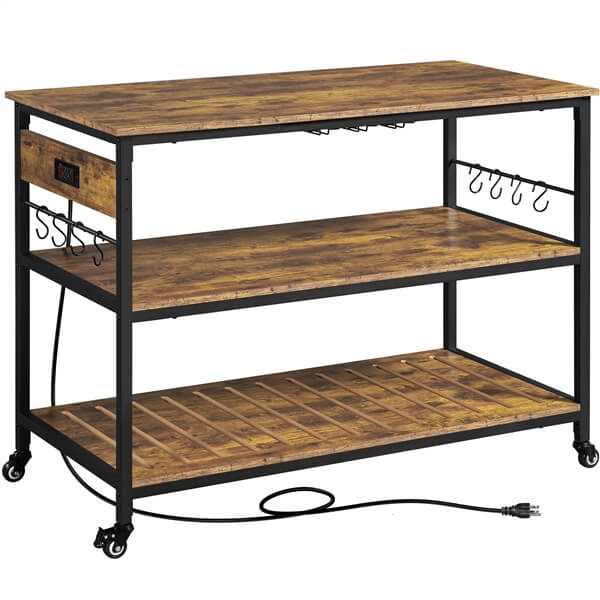 Yaheetech Kitchen Island Cart with Power Outlet