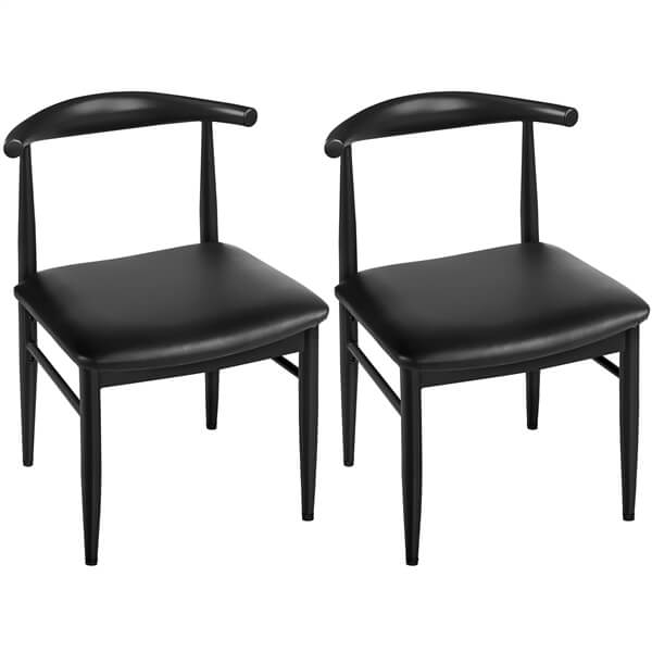 Set of 2 PU Leather Dining Chairs Armless Kitchen Chairs