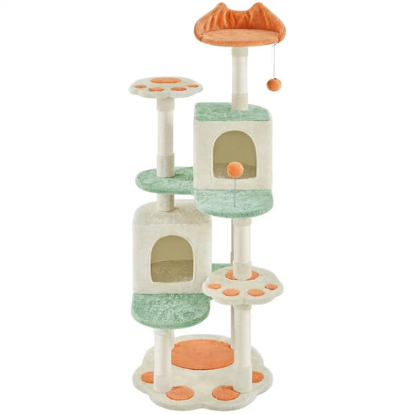 Yaheetech 58″ Tall Cat Paw-Shaped Play Tower