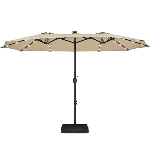 Yaheetech 13 ft Large Patio Umbrella with Solar Lights Double-Sided