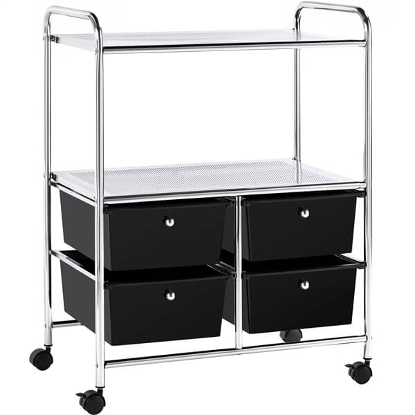 Yaheetech Rolling Storage Cart with 4 Drawers 2 Shelves