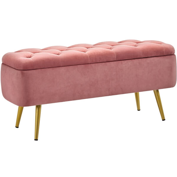 Yaheetech Ottoman with Storage Velvet Entryway Bench