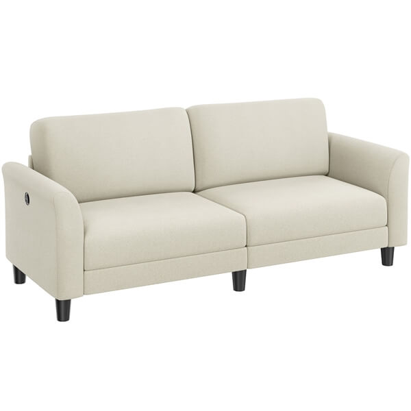Yaheetech 2-Seater Fabric Couch with USB Charging Ports
