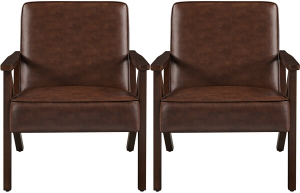 Yaheetech Faux Leather Armchair with Z-shaped Wood Legs
