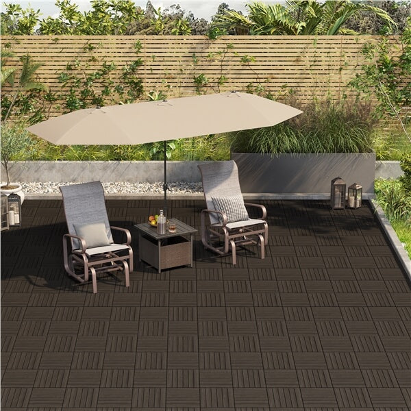 Yaheetech 27pcs Acacia Wood,Interlocking Deck Tiles