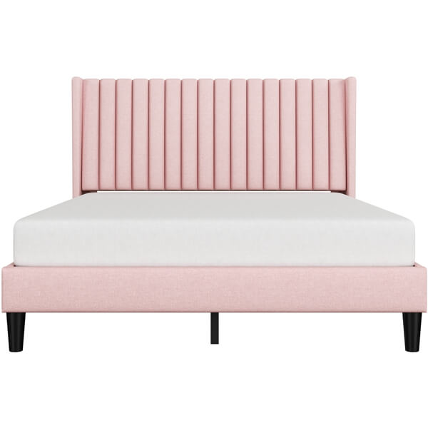 Queen Upholstered Bed Frame with Wing Side