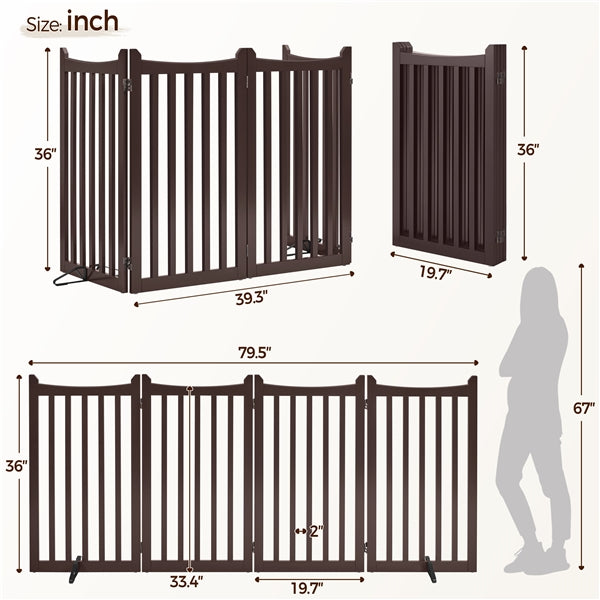 Yaheetech 36" H Extra Tall Freestanding Pet Gate 4-Panel
