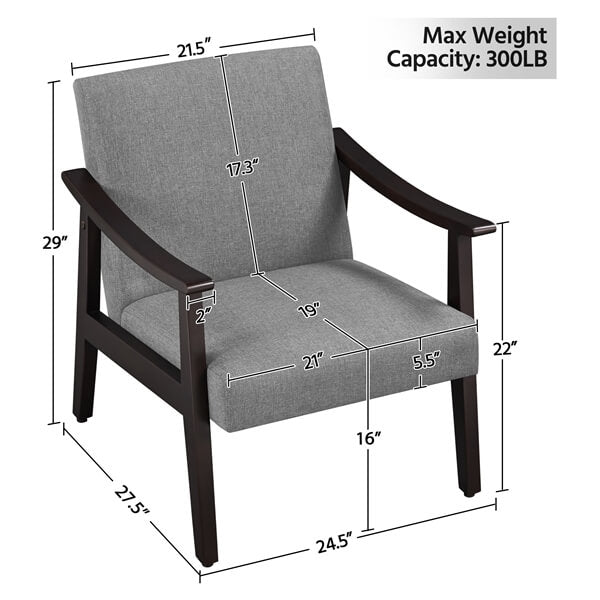 Yaheetech Leisure Chair with Solid Armrest and Feet