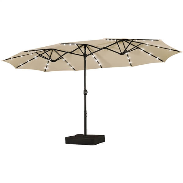 Yaheetech 15 ft Large Patio Umbrella with Solar Lights Double-Sided