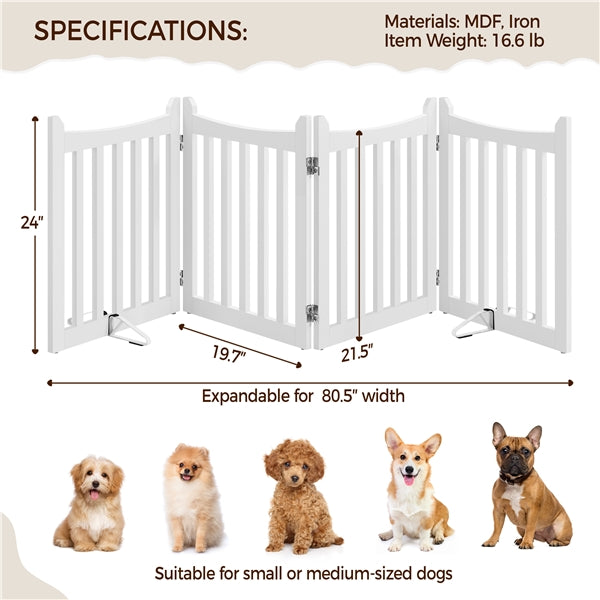 Yaheetech 24" H Freestanding Pet Gate for Dogs