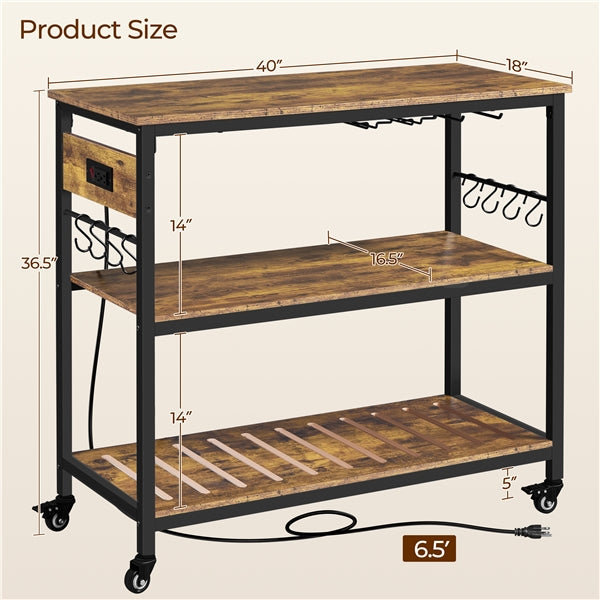 Yaheetech Kitchen Island Cart with Power Outlet