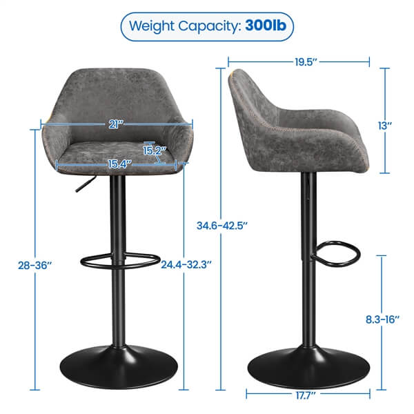 Yaheetech PU Leather Swivel Counter Height Barstools
