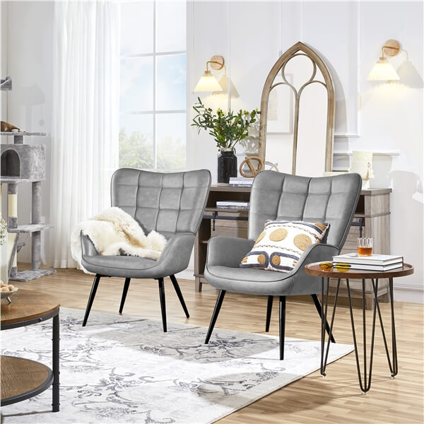 Yaheetech Mid-Century Modern Faux Leather Accent Chair