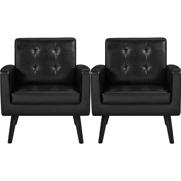 Yaheetech  Mid Century Modern Faux Leather Arm Chair