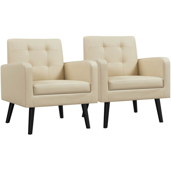 Yaheetech  Mid Century Modern Faux Leather Arm Chair