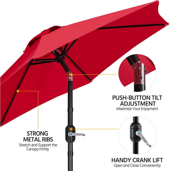 Yaheetech 7.5FT/9FT Patio Umbrella with 22lb Umbrella Base Included