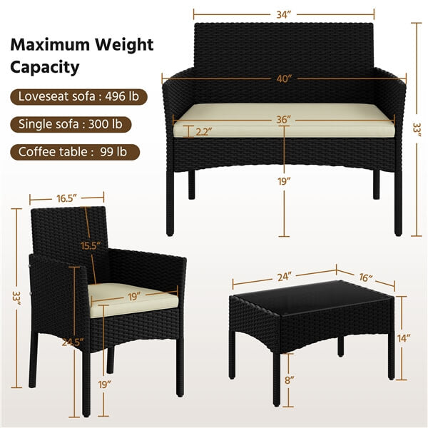 Yaheetech Patio Furniture Set 4 Pieces Conversation Sets