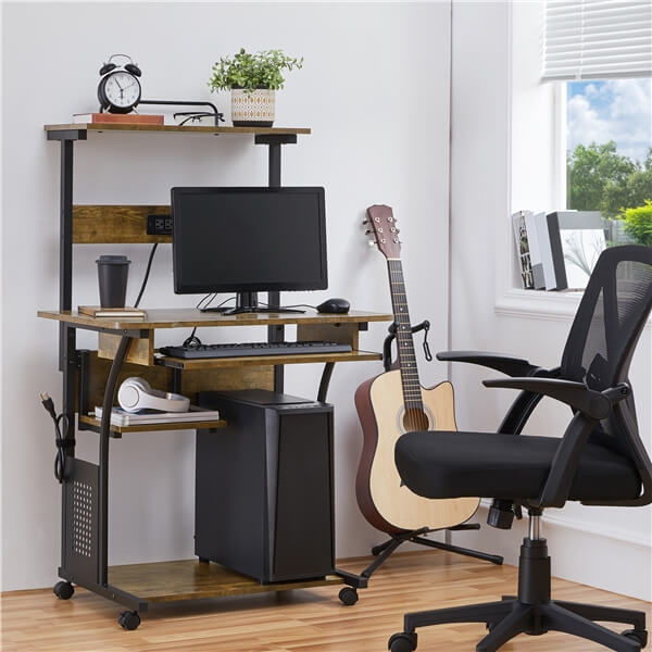 Yaheetech 3 Tiers Rolling Computer Desk on Wheels — yaheetech.shop