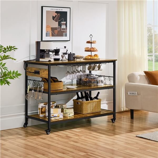 Yaheetech Kitchen Island Cart with Power Outlet