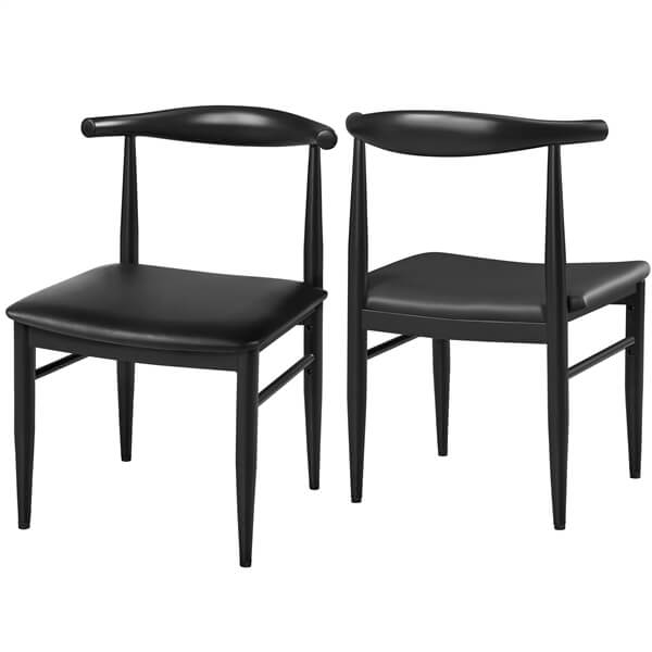 Set of 2 PU Leather Dining Chairs Armless Kitchen Chairs